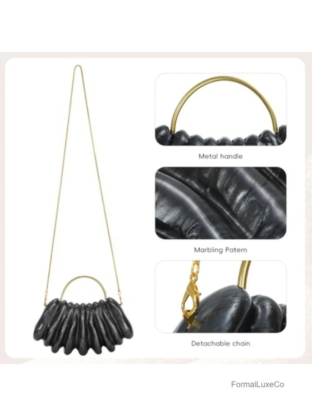 Shell Clutch Purse Formal Acrylic Handbag Wedding Evening Bag Chain Party Purse